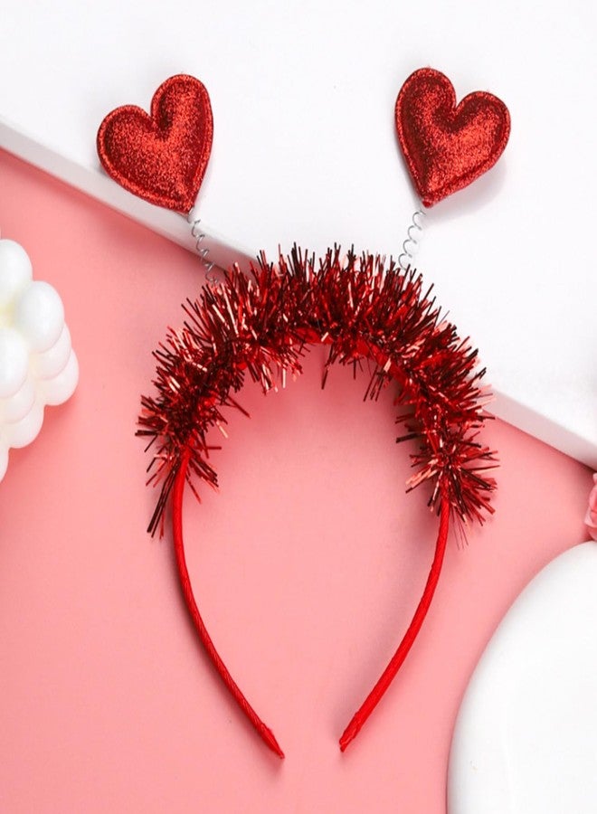 Dzrige Love Heart Headband Red Heart Head Bopper Headband Valentines Hair Band Hoop Glitter Heart Shaped Hair Accessoires for Valentine's Day New Year Wedding Birthday Party Gift - Image 4