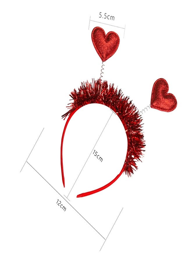 Dzrige Love Heart Headband Red Heart Head Bopper Headband Valentines Hair Band Hoop Glitter Heart Shaped Hair Accessoires for Valentine's Day New Year Wedding Birthday Party Gift - Image 2