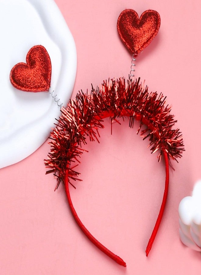 Dzrige Love Heart Headband Red Heart Head Bopper Headband Valentines Hair Band Hoop Glitter Heart Shaped Hair Accessoires for Valentine's Day New Year Wedding Birthday Party Gift - Image 3
