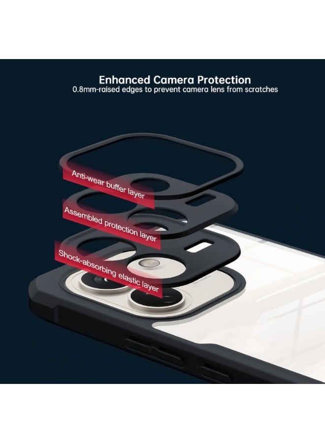 إكسوند حافظة حماية متوافقة مع for Xiaomi Redmi Note 17 Pro Max، بتصميم حماية مرتفع للكاميرا، هيكل هجين من TPU وPC، غطاء خلفي أسود شفاف نحيف ومضاد للاصفرار - Image 3