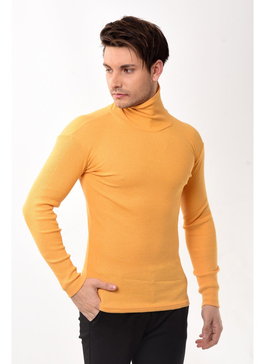 Belifanti Collection سترة رجالية بقصّة Slim Fit ذات ياقة مدورة باللون الأصفر  - Image 2