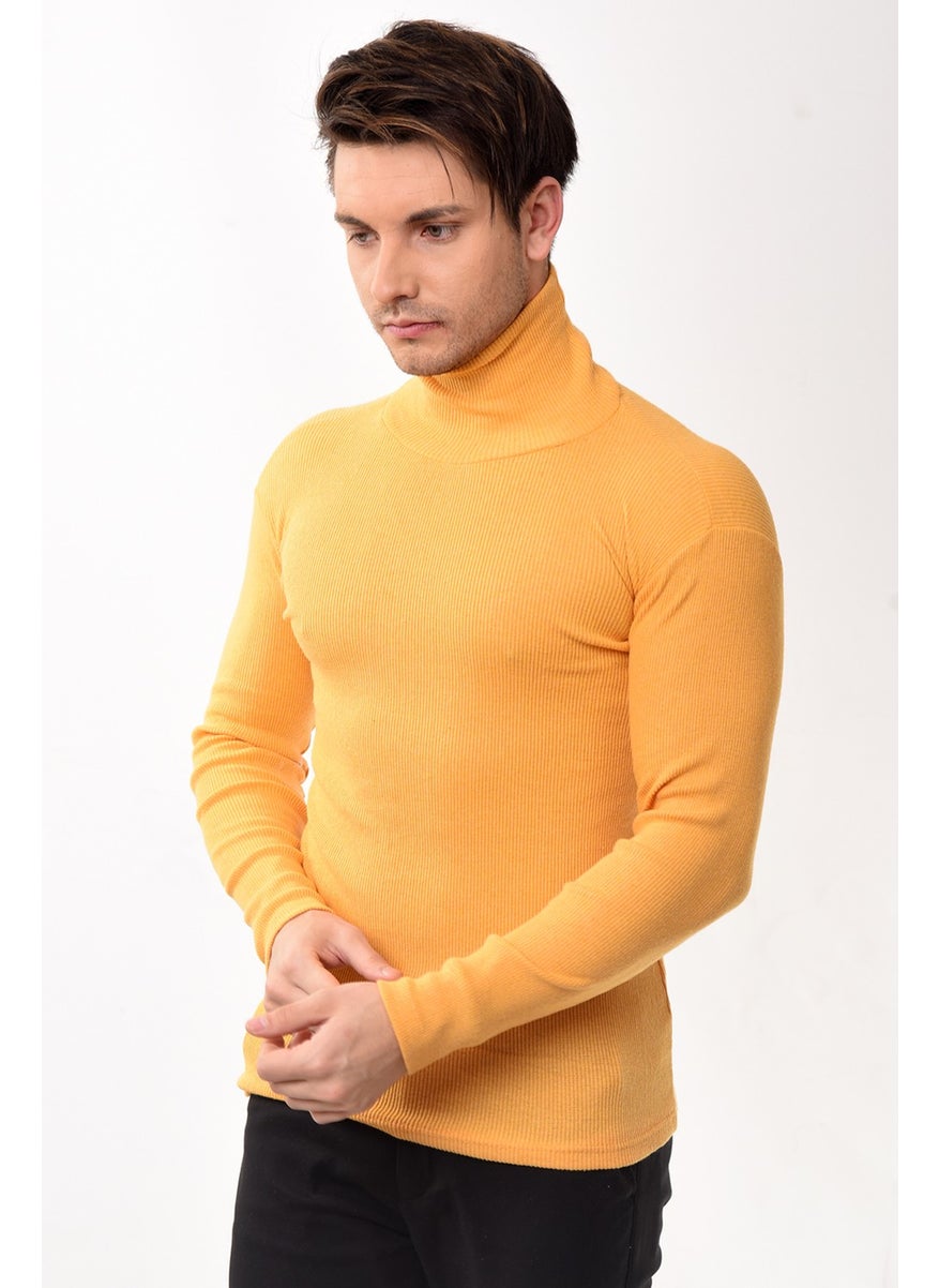 Belifanti Collection سترة رجالية بقصّة Slim Fit ذات ياقة مدورة باللون الأصفر  - Image 3
