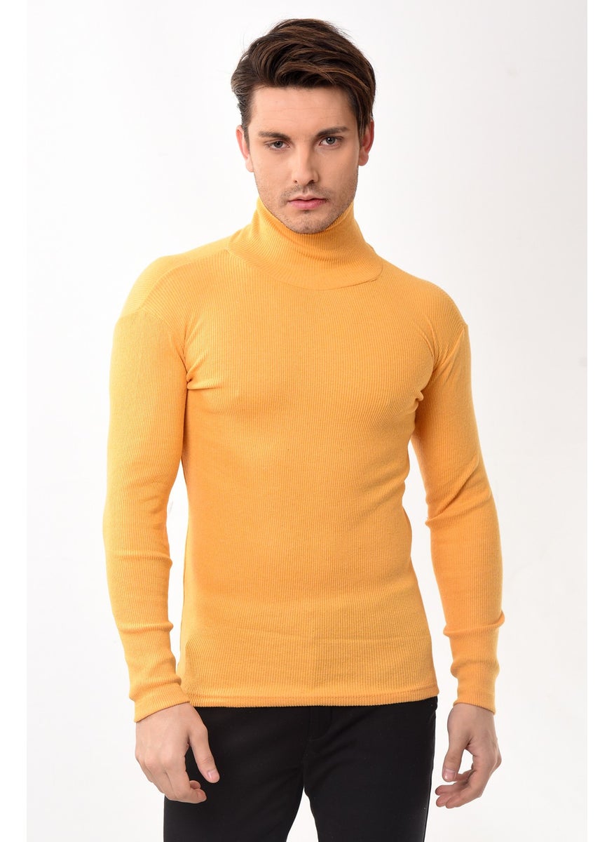 Belifanti Collection سترة رجالية بقصّة Slim Fit ذات ياقة مدورة باللون الأصفر  - Image 1