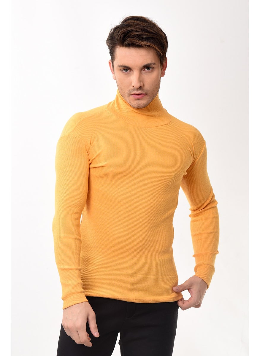 Belifanti Collection سترة رجالية بقصّة Slim Fit ذات ياقة مدورة باللون الأصفر  - Image 4