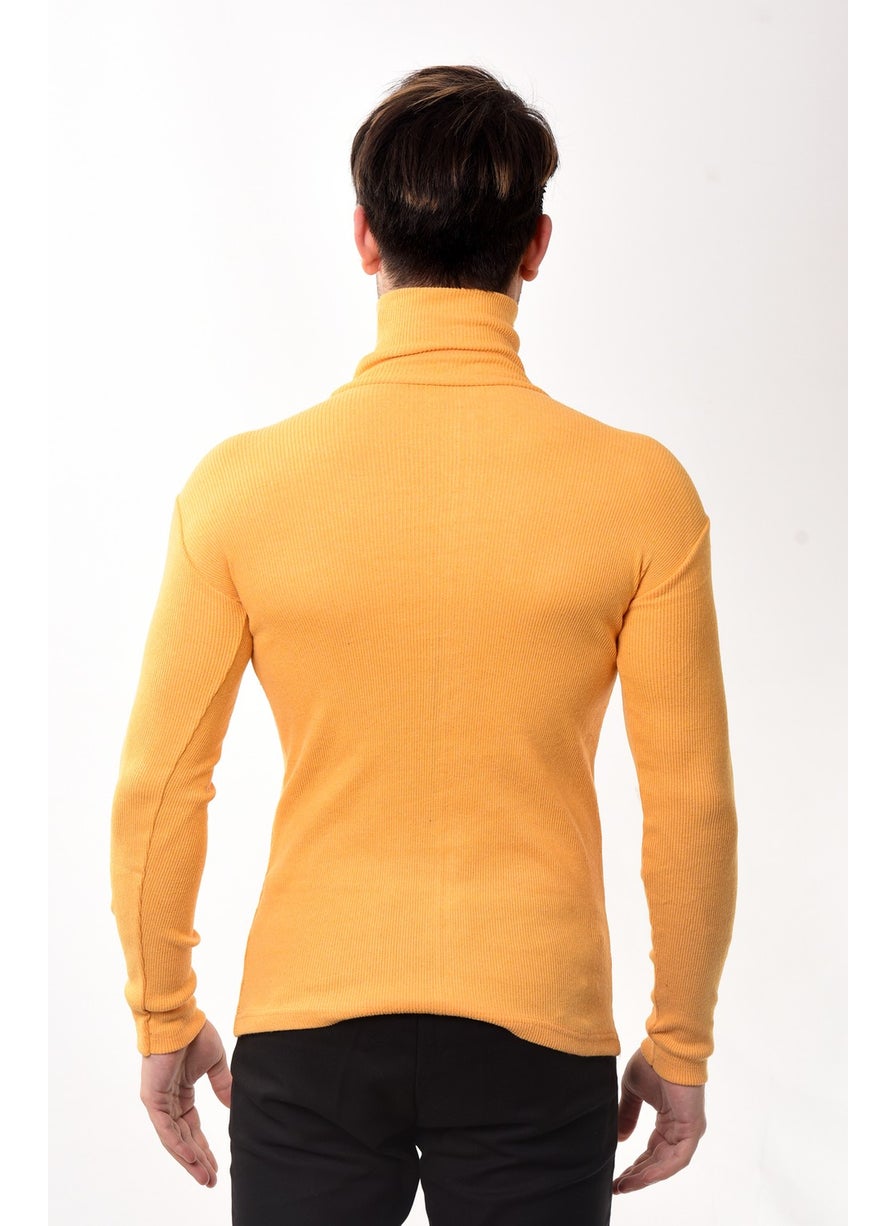 Belifanti Collection سترة رجالية بقصّة Slim Fit ذات ياقة مدورة باللون الأصفر  - Image 5