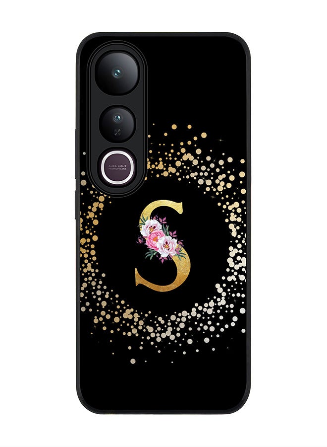 Stylizedd For vivo V50 Lite Case,Slim fit Camera Protection, Shockproof Thin Phone cover  - Custom Monogram Floral - S ( Black )