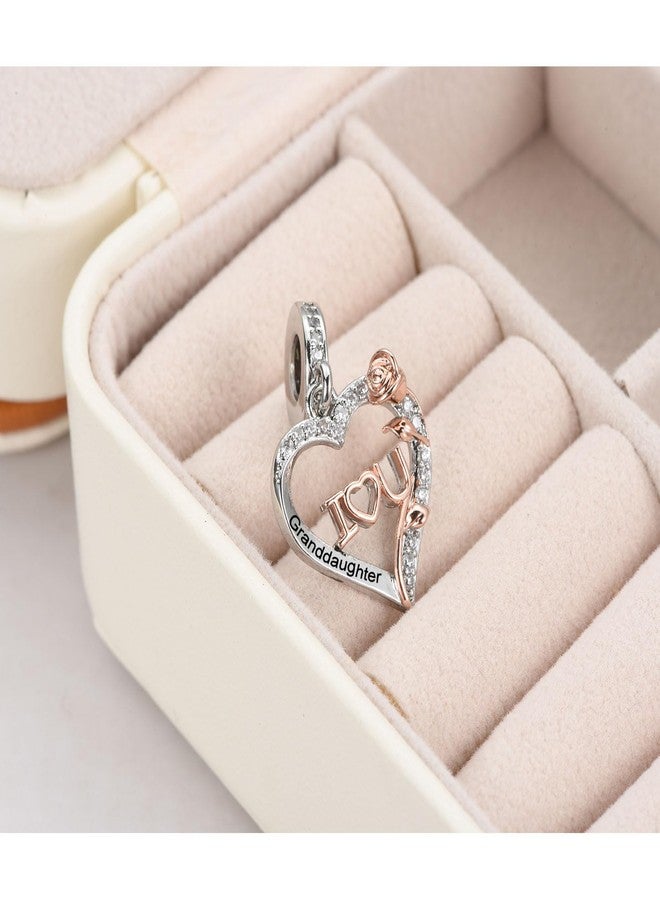 KunBead Granddaughter Rose Flower Family I Love You Birthday Heart Love Dangle Charms Compatible with Pandora Bracelet for Women Gift from Grandma - Image 5