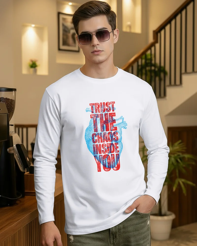 bewakoof Men's White Trust The Chaos Graphic Printed T-shirt