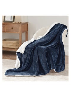 Fabienne Silky Soft Sherpa Blanket Single Size Ultra Plush Bed Blanket Navy Blue 160x220 cm  - Image 4
