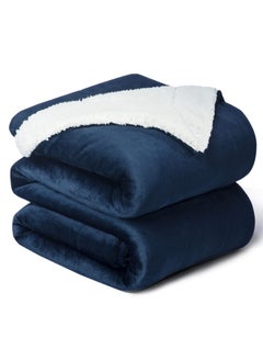Fabienne Silky Soft Sherpa Blanket Single Size Ultra Plush Bed Blanket Navy Blue 160x220 cm  - Image 2