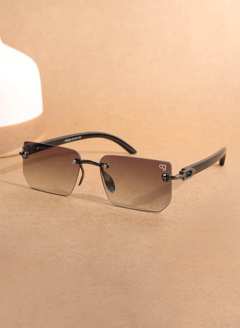 Woggles UV Protection Rectangle Sunglasses| Men &amp; Women|Rimless Sunglasses