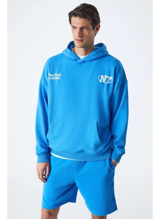 GRIMELANGE AGASSI Men's Ultra-Soft Fabric Saks Blue Sweatshirt.