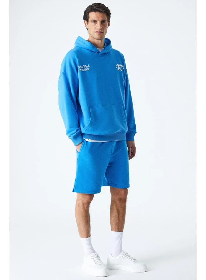 GRIMELANGE AGASSI Men's Ultra-Soft Fabric Saks Blue Sweatshirt.