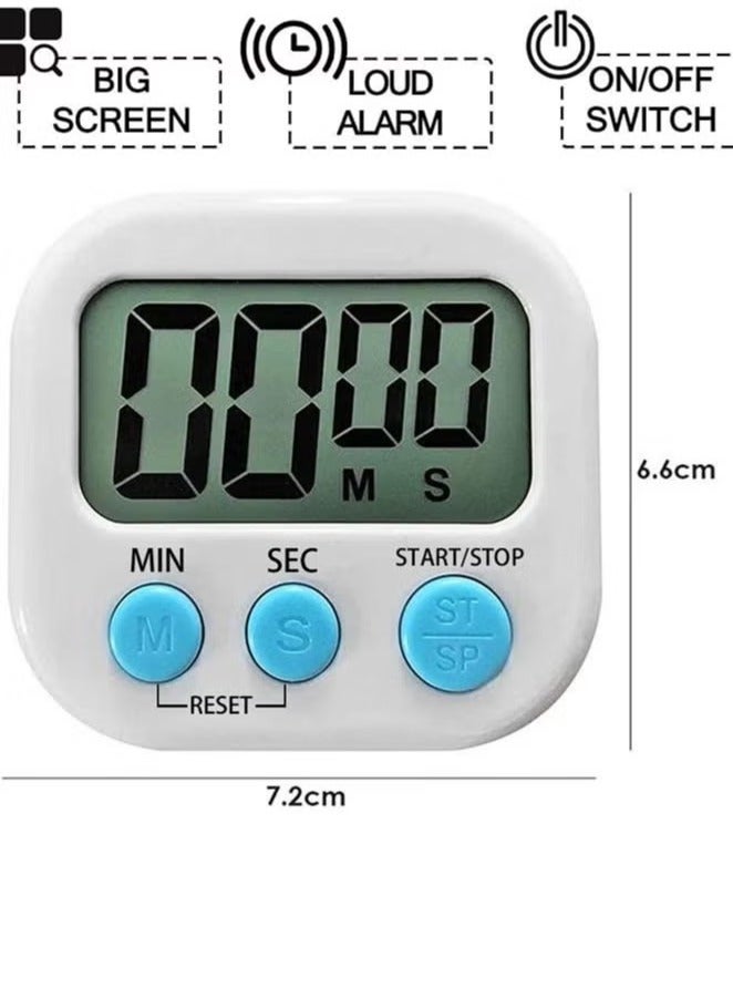 Kitchen timer baking timer ringing alarm clock magnetic bracket cooking timer white - Image 2