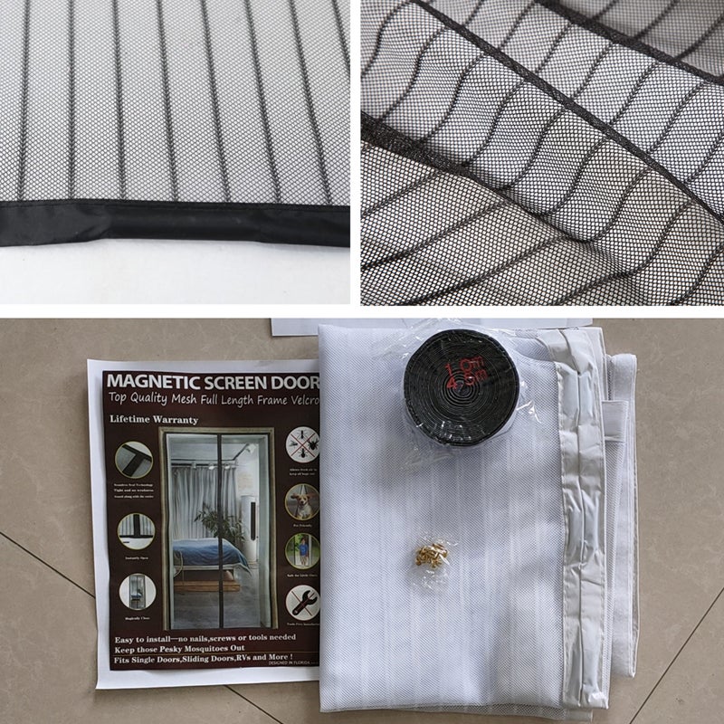 Polyester Magnetics Screen Door Fly Screen Door Net Screen Curtain Full Frame Adhesive Tape Keeps Mosquitoes Bugs Out - Image 5