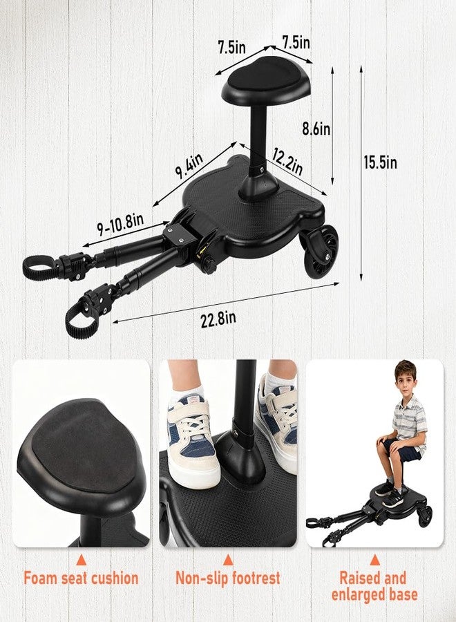 ANLIK Newly Upgraded 2 Child Stroller Board, Rubber Locking Buckle, 2-in-1 Universal Stroller Board with Detachable Seat, Raised and Widened Base, Holds up to 55 lbs for Kids Aged 3-7 - Image 5