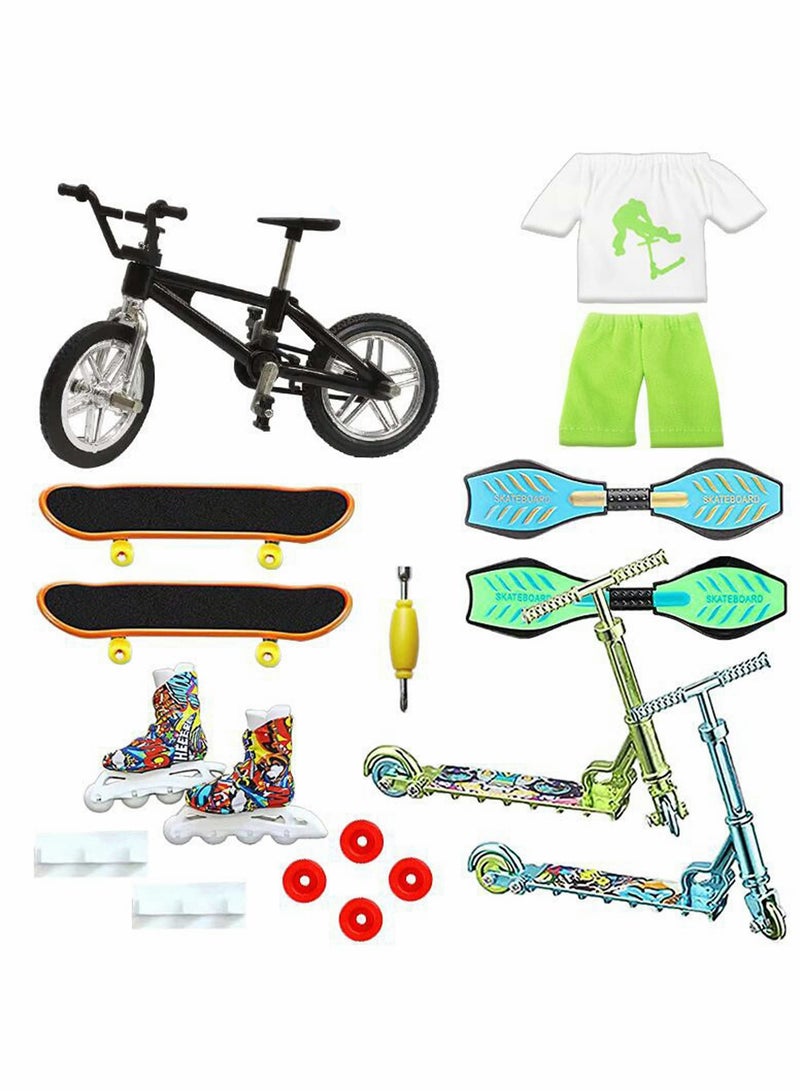 Zikra 18 Pieces Mini Finger Toys Set Skateboards for Kids Bikes Tiny Swing Board with Replacement Wheels and Tools Fingertip Movement Party Favors Ages 6 up - Image 1