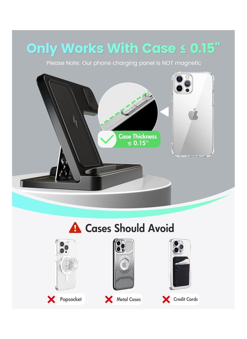 Generic - Wireless Charger iPhone Charging Station: 3 in 1 Charger Stand Multiple Devices for Apple - iPhone 15 14 Pro Max 13 12 11 - Watch 9 8 7 6 5 4 3 2 Se - Airpods 3 2 Pro - Image 1