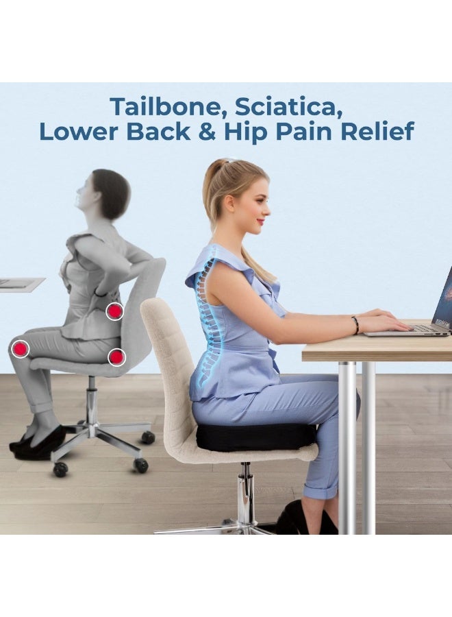Lumbar Support Seat Cushion - Ergonomic Memory Foam Back Support for Pain Relief, Posture Correction & Comfort - Orthopedic Chair Cushion for Office Chairs, Car Seat & Home Use - Image 3