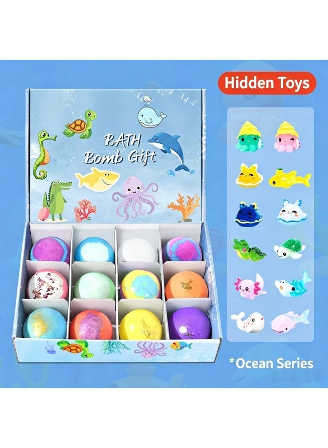 Orenda Ocean Series Kids Bath Bomb Gift Set, 12 Pcs Bath Fizzers with Hidden Ocean Animal Toys, Moisturizing Spa Bath Bombs for Children, Safe Skin‑Friendly Bath Time Surprise Gift - Image 3