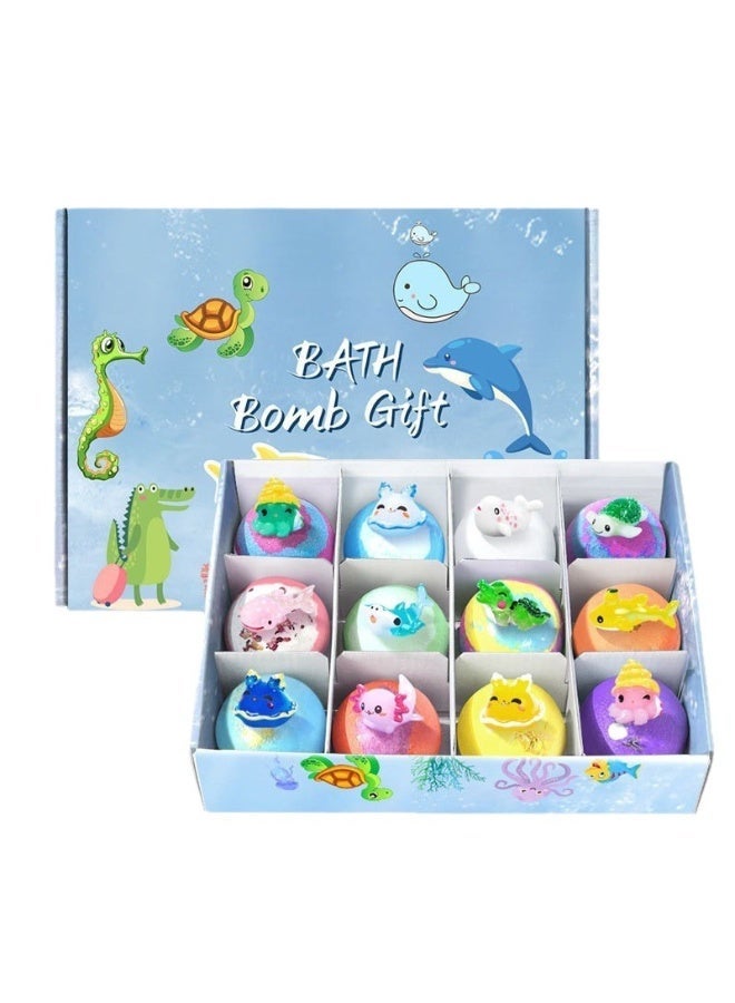 Orenda Ocean Series Kids Bath Bomb Gift Set, 12 Pcs Bath Fizzers with Hidden Ocean Animal Toys, Moisturizing Spa Bath Bombs for Children, Safe Skin‑Friendly Bath Time Surprise Gift - Image 1