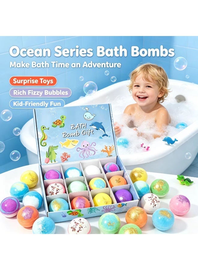 Orenda Ocean Series Kids Bath Bomb Gift Set, 12 Pcs Bath Fizzers with Hidden Ocean Animal Toys, Moisturizing Spa Bath Bombs for Children, Safe Skin‑Friendly Bath Time Surprise Gift - Image 4