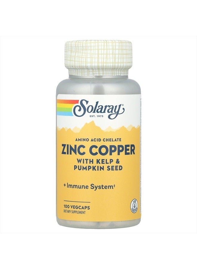 Solaray Zinc + Copper Amino Acid Chelate VCapsules, 100 Count - Image 1