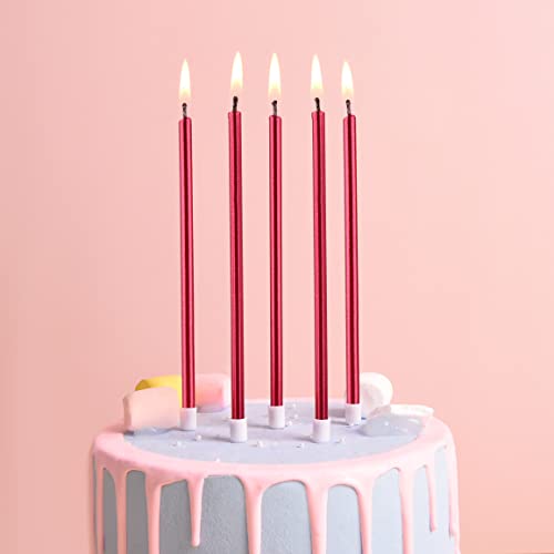 PHD CAKE Red Long Thin Metallic Birthday Candles, Cake Candles, Birthday Parties, Wedding Decorations, Party Candles - Image 2