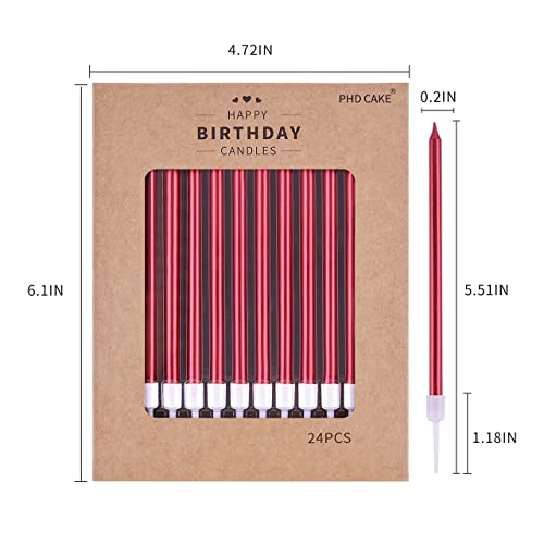 PHD CAKE Red Long Thin Metallic Birthday Candles, Cake Candles, Birthday Parties, Wedding Decorations, Party Candles - Image 5