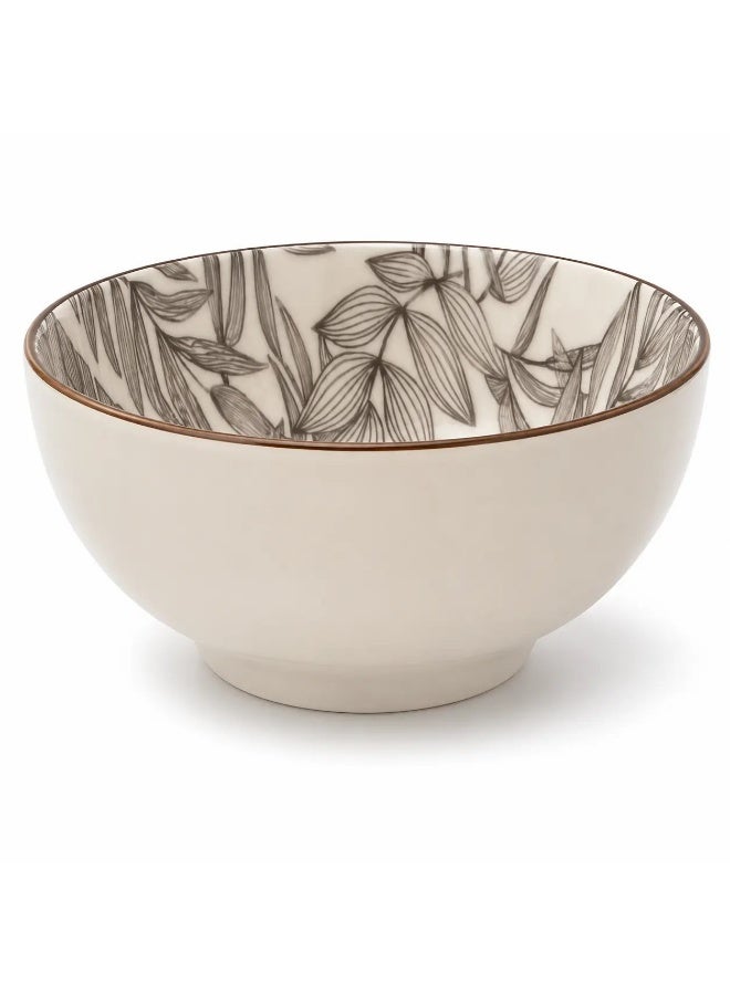 600ml Ceramic Bowl – 14cm Soup & Cereal Bowl with Elegant Botanical Interior Pattern, Premium Porcelain Serving Bowl for Soup, Pasta, Noodles, Salad, Rice & Dessert, Microwave & Dishwasher Safe - Image 1