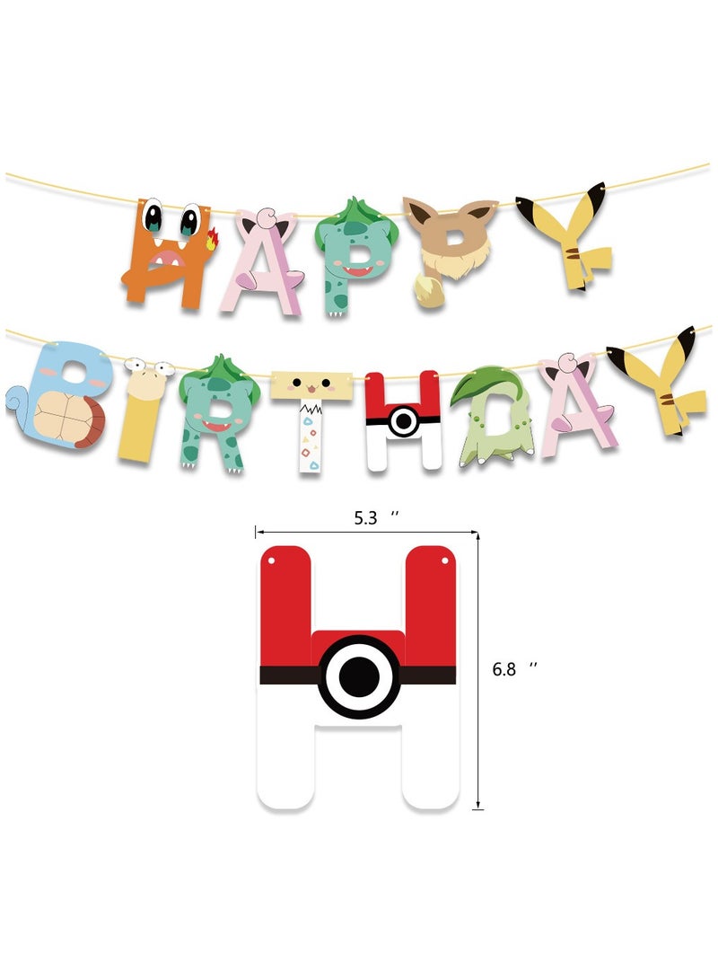 مجموعة زينة لحفلات أعياد الميلاد من بوكيمون، لافتة عيد ميلاد سعيد، تزيين الكيك، بالونات علوية للأولاد والبنات، زينة عيد الميلاد - Image 5