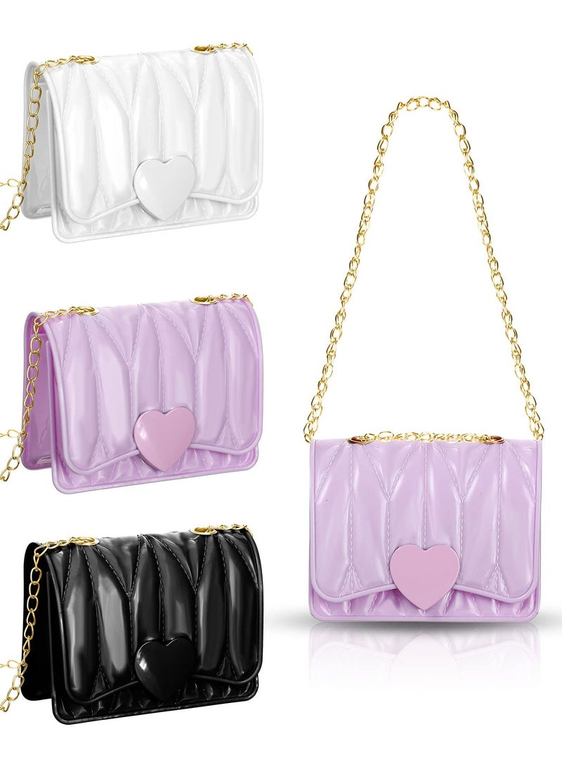 Y&D Set of 3 Heart Mini Purses for Kids, Crossbody Toddler Shoulder Bags with Chain Strap, Small Jelly in Colors  - Image 1