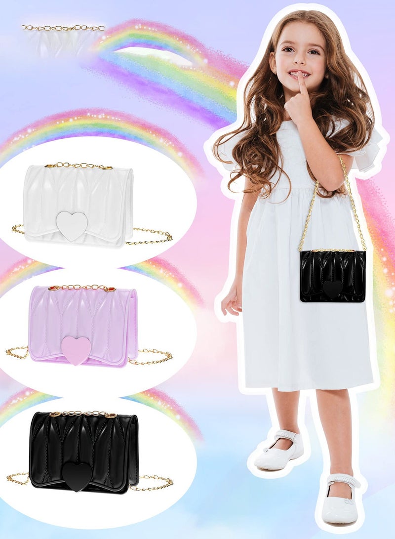 Y&D Set of 3 Heart Mini Purses for Kids, Crossbody Toddler Shoulder Bags with Chain Strap, Small Jelly in Colors  - Image 2