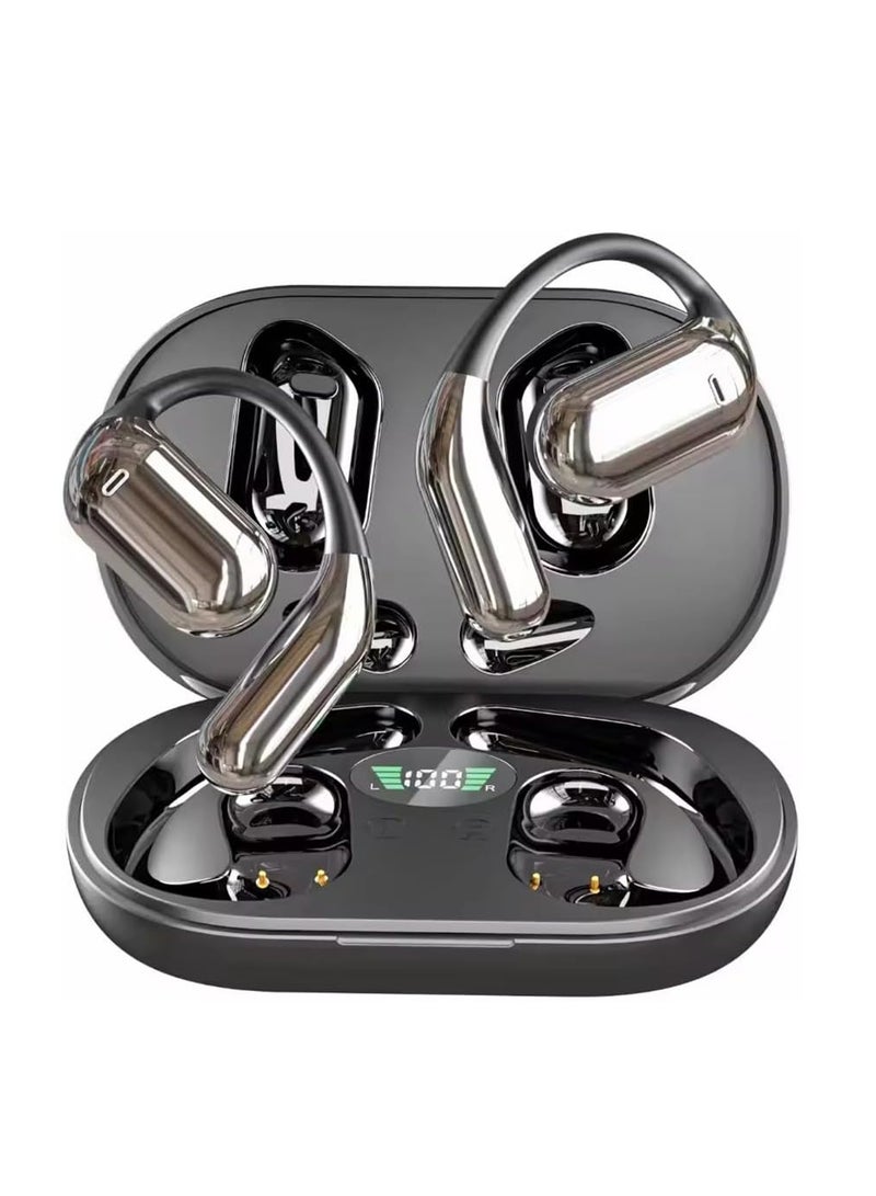 Open Bluetooth 5.4 Earphones, Wireless Earbuds Sports Headphones, Display Charging Box, Built-in Microphone, With Ear Hook, 50 Hours Playtime, Earbuds LED, Waterproof Design, Suitable for Running Fi - Image 1