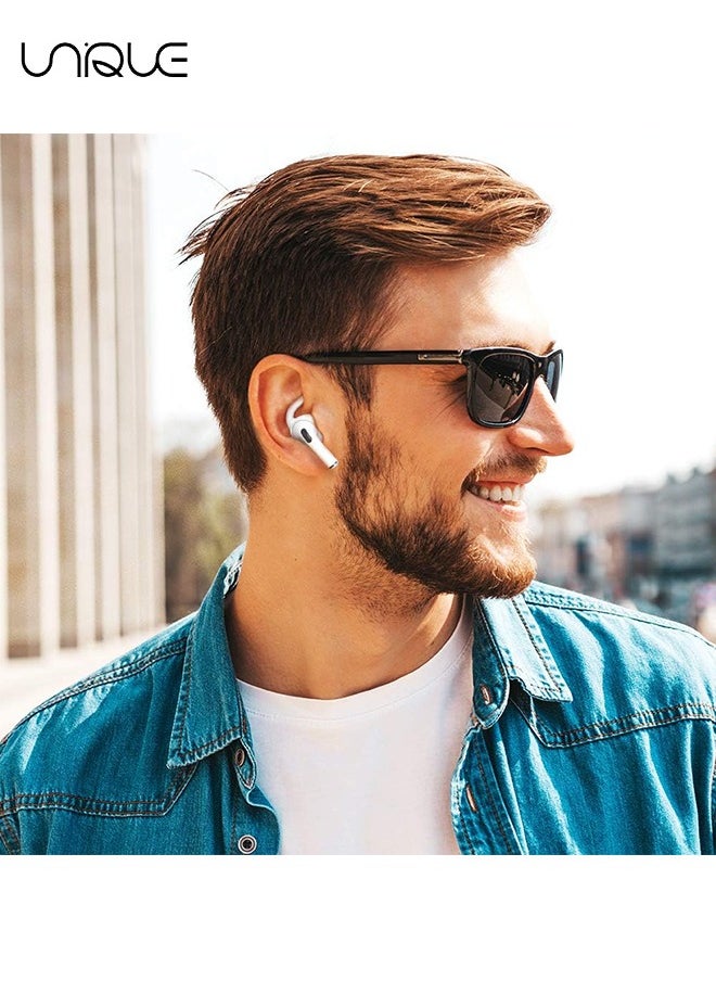 Unique - 2 Pairs AirPods Pro Ear Hooks Covers [Added Storage Pouch] Anti-Slip Ear Covers Accessories Compatible with Apple AirPods Pro (White) - Image 1