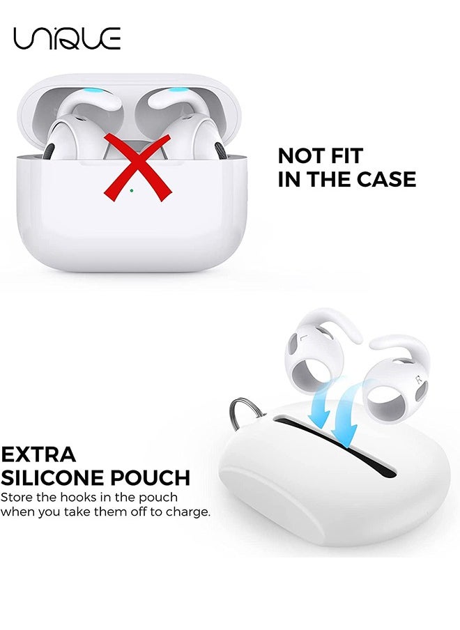 Unique - 2 Pairs AirPods Pro Ear Hooks Covers [Added Storage Pouch] Anti-Slip Ear Covers Accessories Compatible with Apple AirPods Pro (White) - Image 1