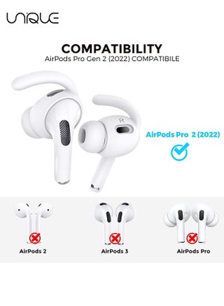 2 Pairs AirPods Pro Ear Hooks Covers [Added Storage Pouch] Anti-Slip Ear Covers Accessories Compatible with Apple AirPods Pro (White) - view 2