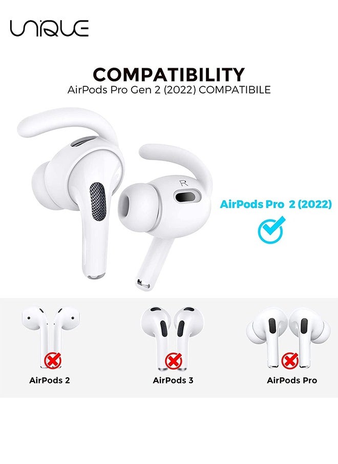 Unique - 2 Pairs AirPods Pro Ear Hooks Covers [Added Storage Pouch] Anti-Slip Ear Covers Accessories Compatible with Apple AirPods Pro (White) - Image 1