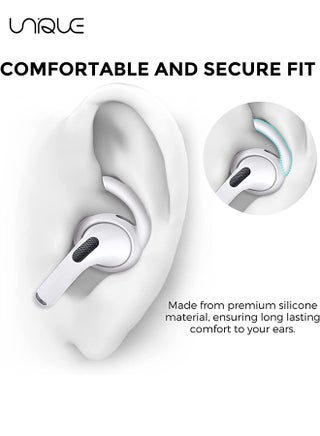 2 Pairs AirPods Pro Ear Hooks Covers [Added Storage Pouch] Anti-Slip Ear Covers Accessories Compatible with Apple AirPods Pro (White) - view 5