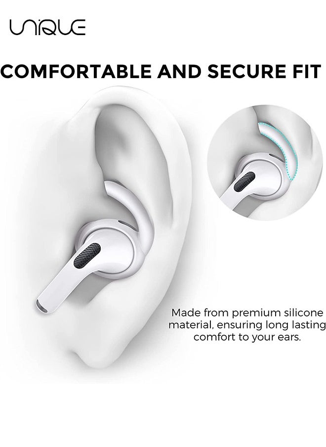 Unique - 2 Pairs AirPods Pro Ear Hooks Covers [Added Storage Pouch] Anti-Slip Ear Covers Accessories Compatible with Apple AirPods Pro (White) - Image 1