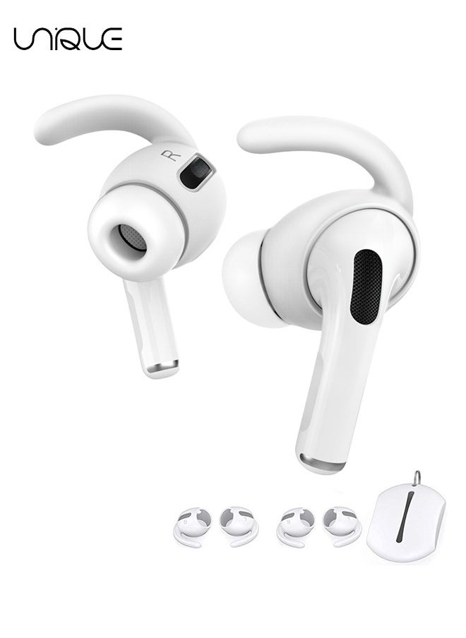 Unique - 2 Pairs AirPods Pro Ear Hooks Covers [Added Storage Pouch] Anti-Slip Ear Covers Accessories Compatible with Apple AirPods Pro (White) - Image 1