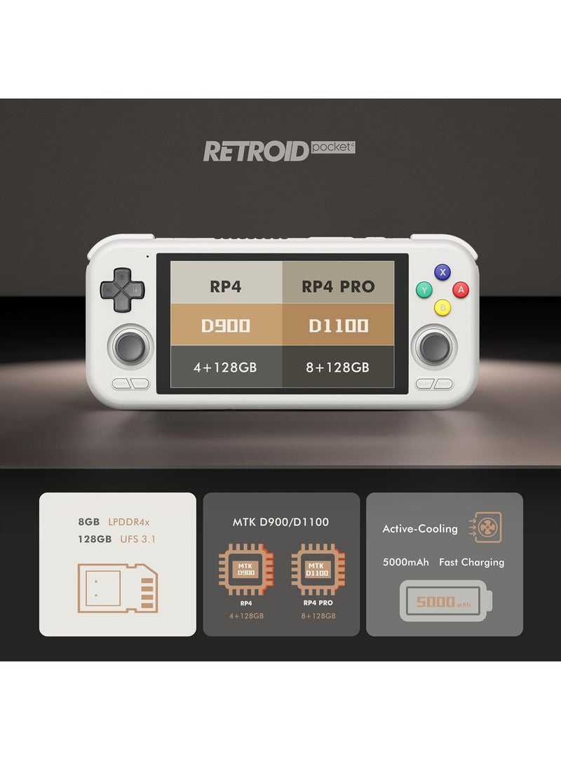 Retroid Pocket - Retroid Pocket 4 Pro Retro Game Handheld Console, Android Retro Game Console Multiple Emulators Console Handheld 4.7 Inch Display 5000mAh Battery Classic Games Console (Grey) - Image 1