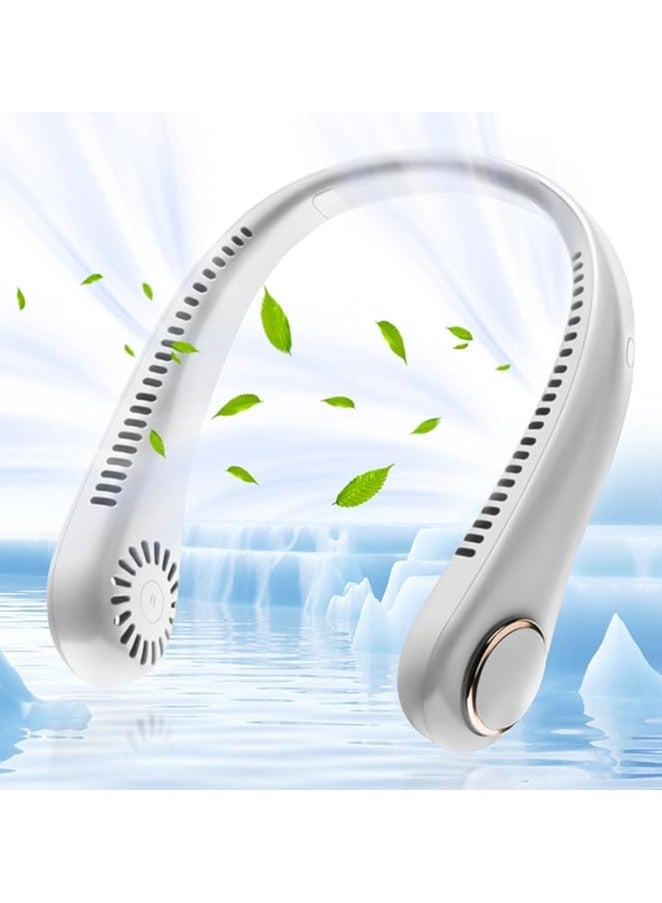 واي آند دي Neck Air Conditioner, Portable Neck Fan, Bladeless Neck Cooling Fan Usb Rechargeable, 3 Speed Adjustable Soft Neckband Hands Free Mini Fan for Sports, Travel, Outdoor, Indoor - White - Image 1