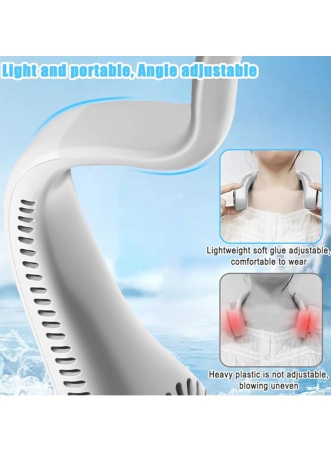 واي آند دي Neck Air Conditioner, Portable Neck Fan, Bladeless Neck Cooling Fan Usb Rechargeable, 3 Speed Adjustable Soft Neckband Hands Free Mini Fan for Sports, Travel, Outdoor, Indoor - White - Image 4