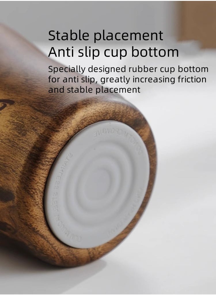Bincoo - Premium Ceramic-Lined Thermal Coffee Travel Mug with Wood Grain Design – 500ML Leakproof Stainless Steel Vacuum Insulated Tumbler, Wide Mouth for Pour-Over Brewing, Anti-Slip Base & One-Hand Operation - Image 1