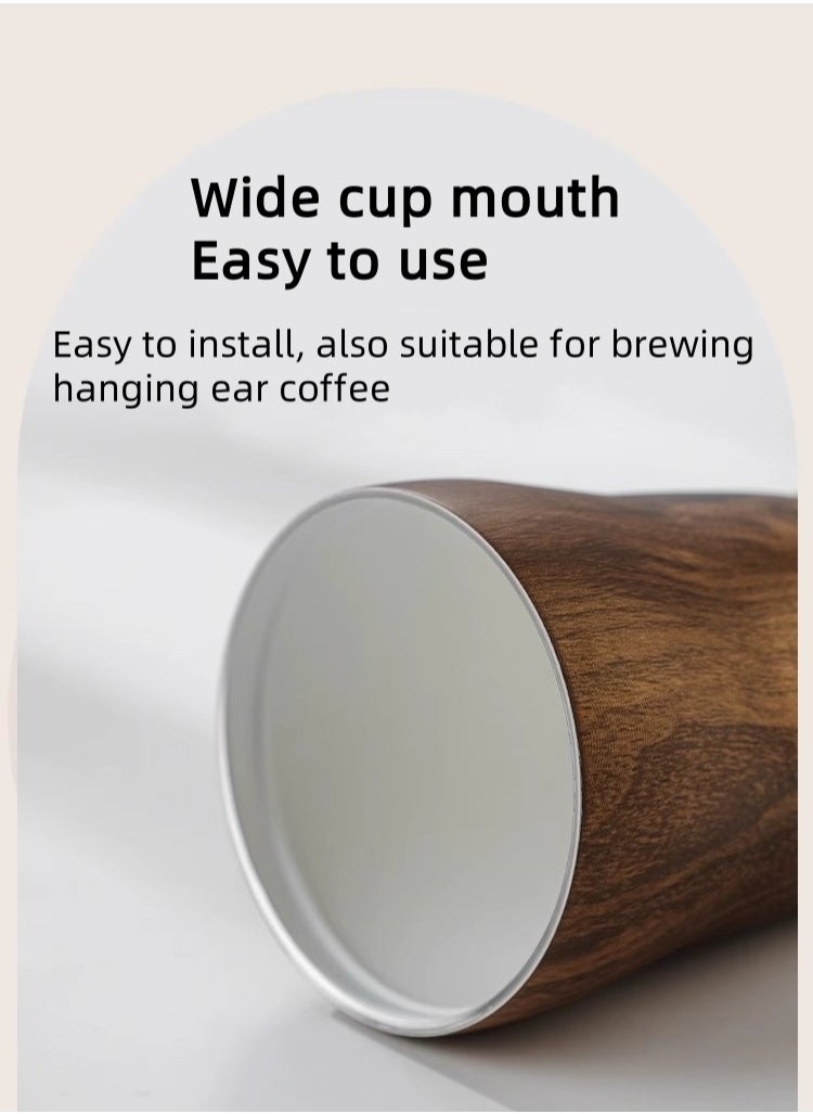 Bincoo - Premium Ceramic-Lined Thermal Coffee Travel Mug with Wood Grain Design – 500ML Leakproof Stainless Steel Vacuum Insulated Tumbler, Wide Mouth for Pour-Over Brewing, Anti-Slip Base & One-Hand Operation - Image 1