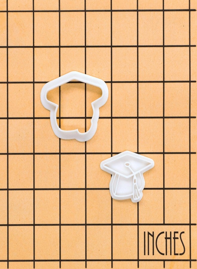 BAKERLOGY Graduation Hat Mini Cookie Cutter and Stamp Set - Cap Fondant Embosser, Graduation Party Cupcake Topper Mold for School, College & University Celebration Baking - Image 4