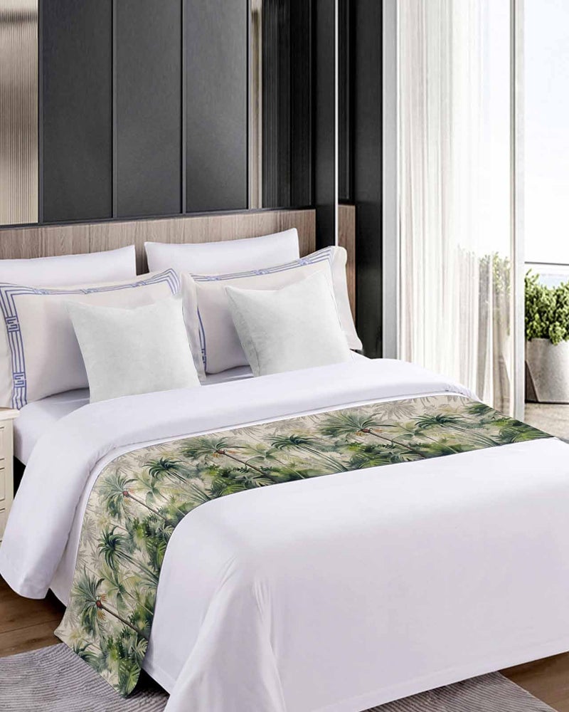 Classic Green Palm Tropical Leaves Bed Runner For Cal King Size 102x20 Inches - Image 5