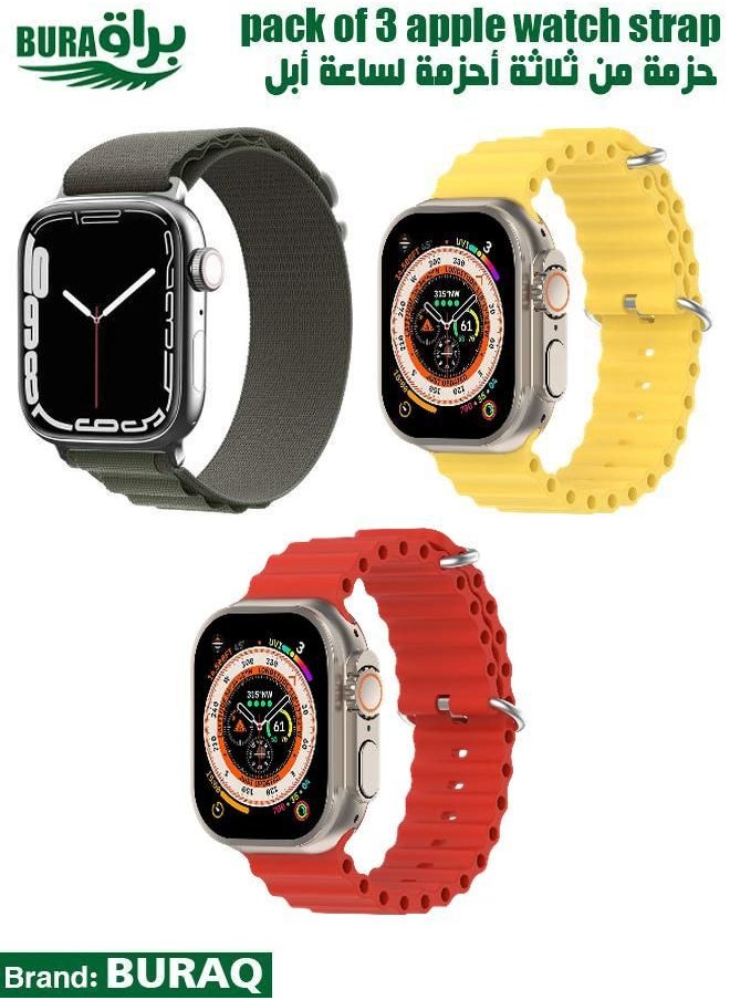BURAQ - Apple Watch Band Strap For Apple Watch Ultra 2/Ultra 49mm, Series 10 46mm, 9/8/7 45mm, SE2/SE/6/5/4 44mm, 3/2/1 42mm - Image 1