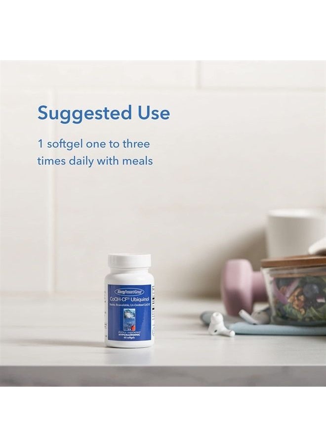 Allergy Research Group - CoQH-CF Ubiquinol - CoQ10 Antioxidant, Stable, Bioavailable - 60 Softgels - Image 1